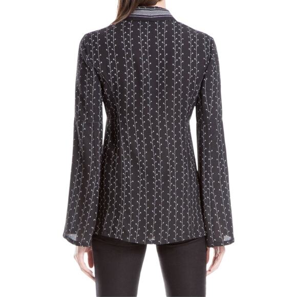 Max Studio Dressy Boho Loose Sheer Bell Sleeve Black Shirt Jacket Size Small - Picture 2 of 9